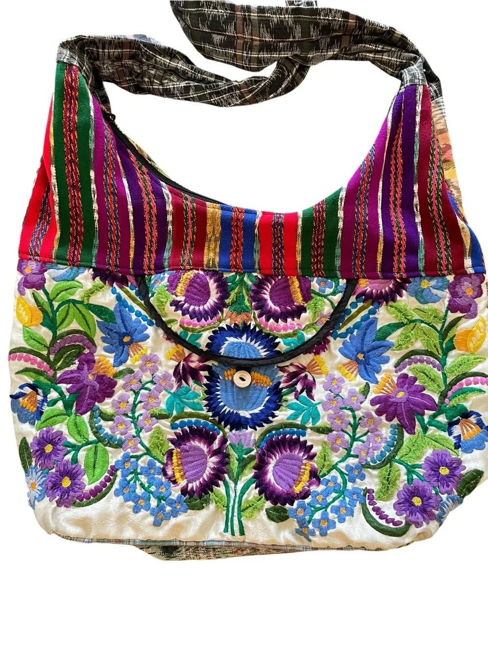 BOHEMIAN FLORAL EMBROIDERED PATCHWORK HOBO BAG Oversized Festival